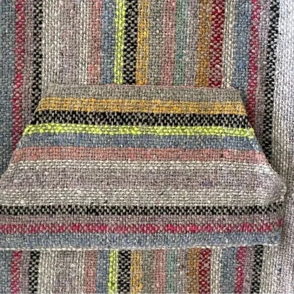 Mexican Boho Hooded Baja-Stripe Multicolor Unisex Pullover Pancho Sweater SZ S - Picture 8 of 10